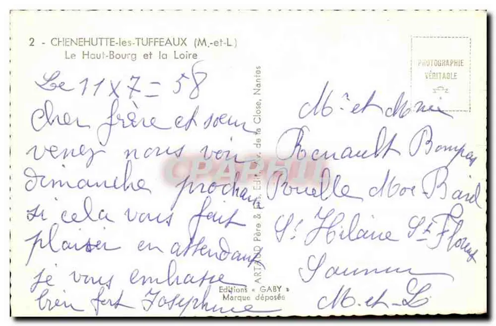 Chenehutte-les-Tuffeaux (M.-et-L.) — Der Oberort und die Loire — Éditions Gaby - Rückseite