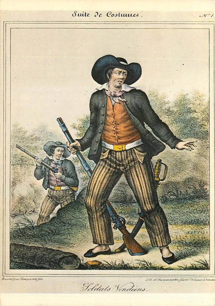 Soldados Vendeanos — Suite de Costumes, N°1 — Lith. de Charpentier fils & Ed. Dantes - Frente