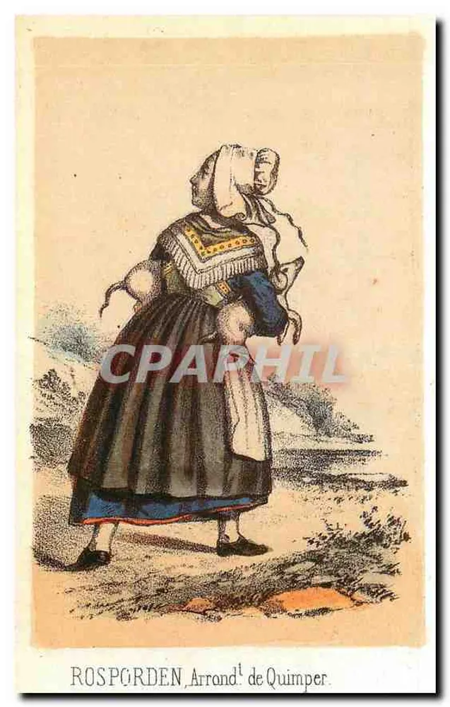 Mulher de Rosporden — Arrondissement de Quimper — Cromolitografia de F. Sinnett - Frente