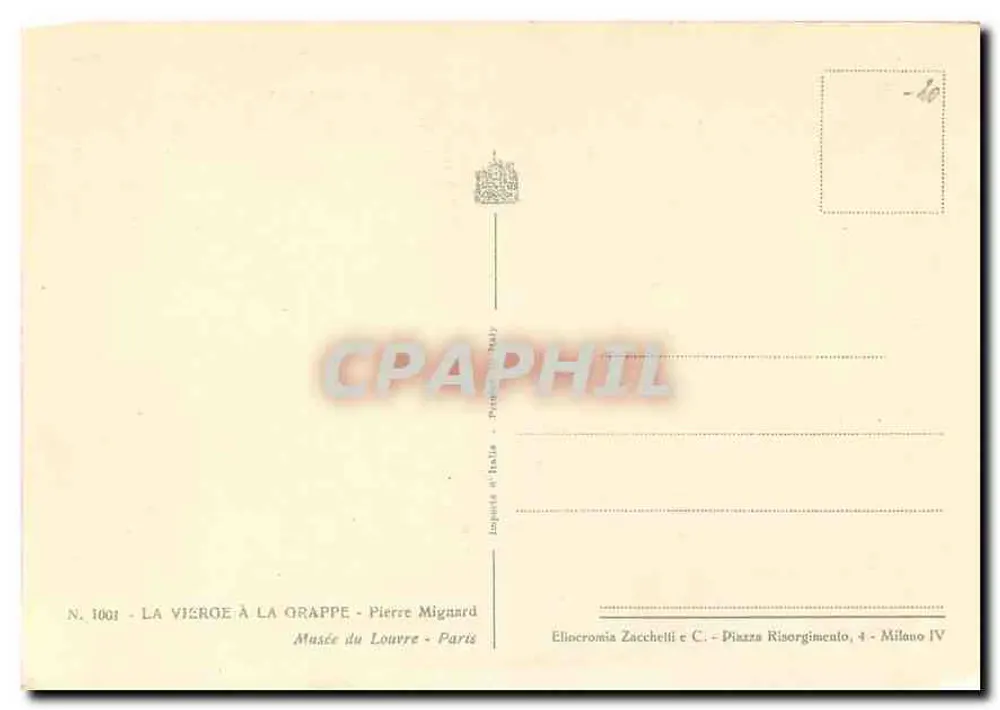 A Virgem com a Grapa — Pierre Mignard — Editor Eliocromia Zacchetti & C., Milão - Verso