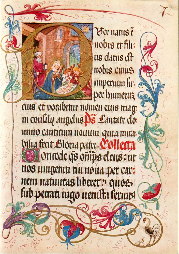 Narodziny — tekst łaciński z miniaturą — Glöckendon-Brevier, n° 5565 - Awers