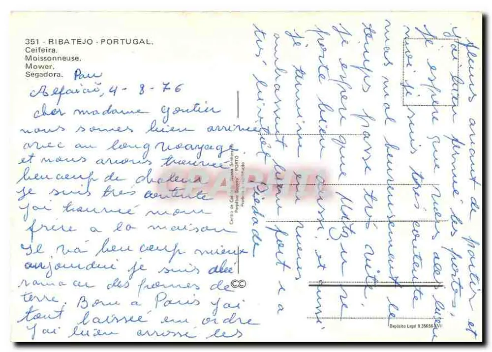 Mulher no trigo — Ribatejo, Portugal — Ceifeira, n° 351 - Verso