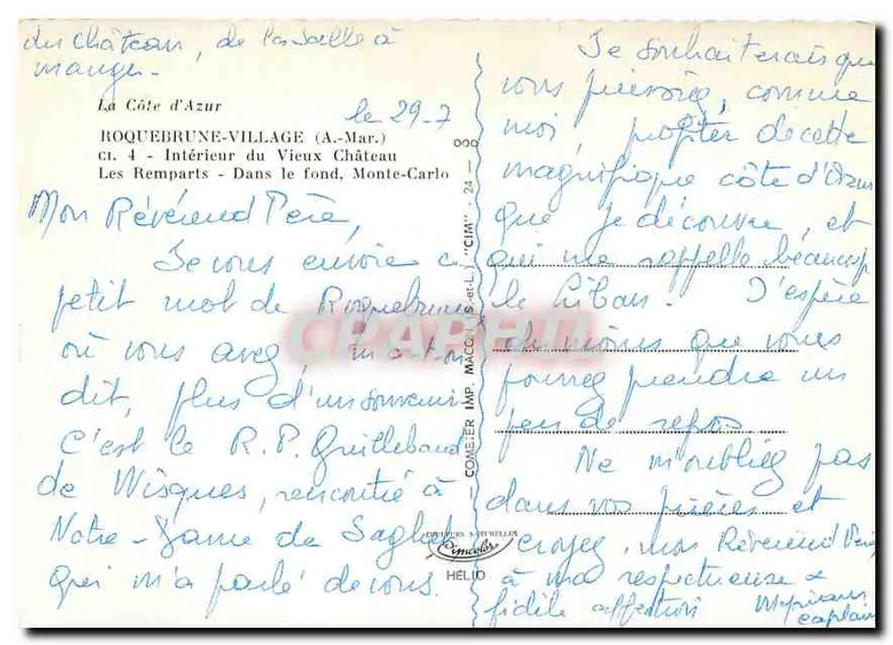 Binnenkant van het Oude Kasteel — Roquebrune-Village — Côte d'Azur — uitgever Heliod - Achterkant