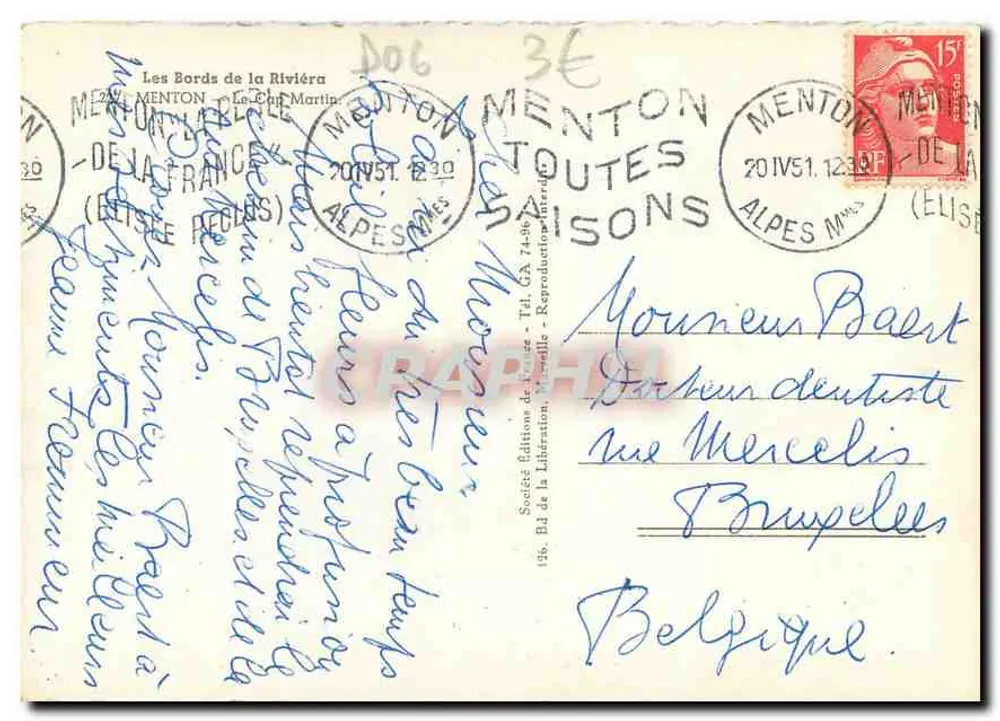 As Margens da Riviera — Menton — editor Ryner - Verso