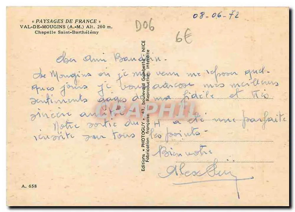 Chapel of Saint-Barthélemy — Val-de-Mougins (A.-M.) — Gambetti Editions, Nice - Back