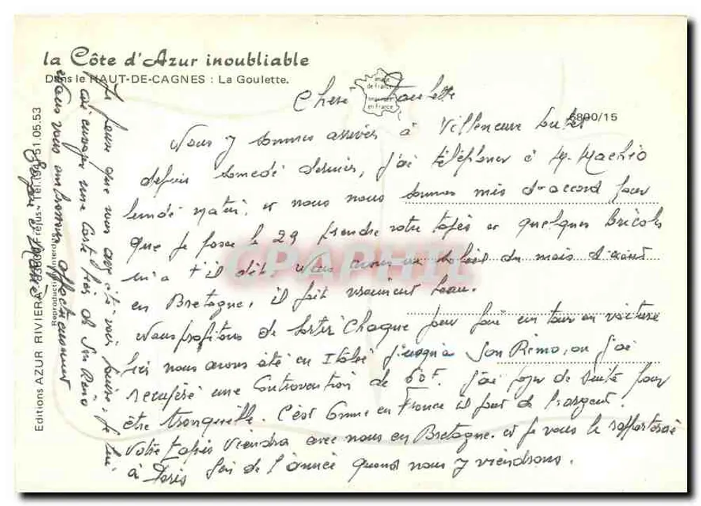 La Goulette — Haut-de-Cagnes — Edições AZUR RIVIERE - Verso