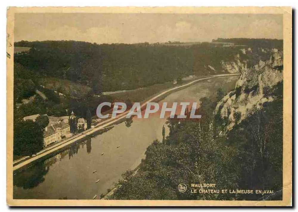 Waulsort — O castelo e a Meuse a jusante - Frente