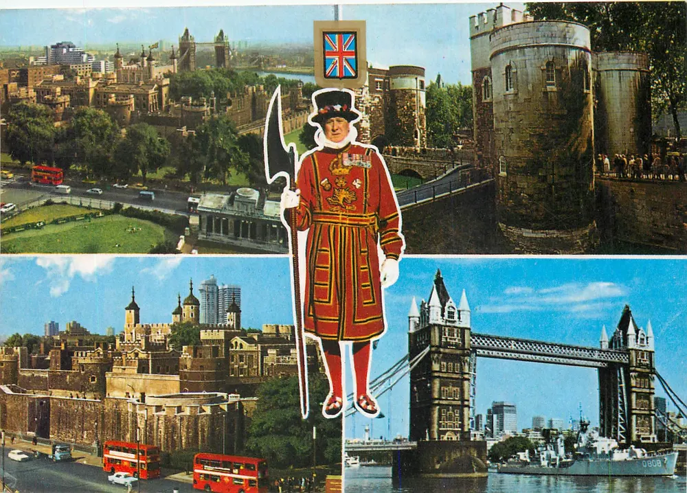 Londres — diferentes aspectos do Tower of London e do Tower Bridge — Golden Shield - Frente