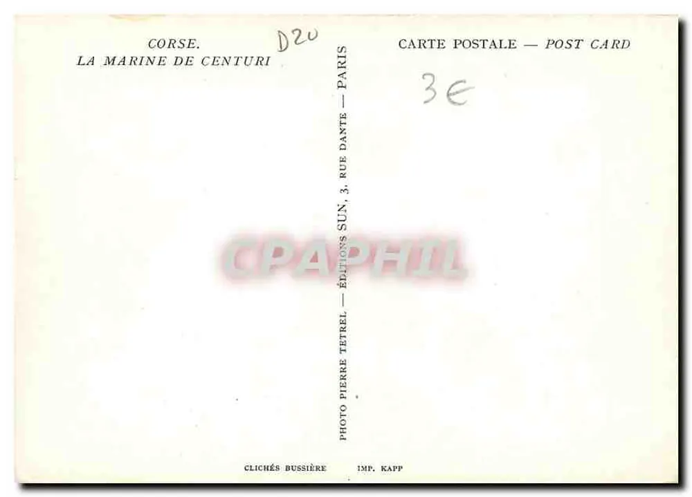 La Marine de Centuri — Córsega — Éditions Tetrel, Paris - Verso