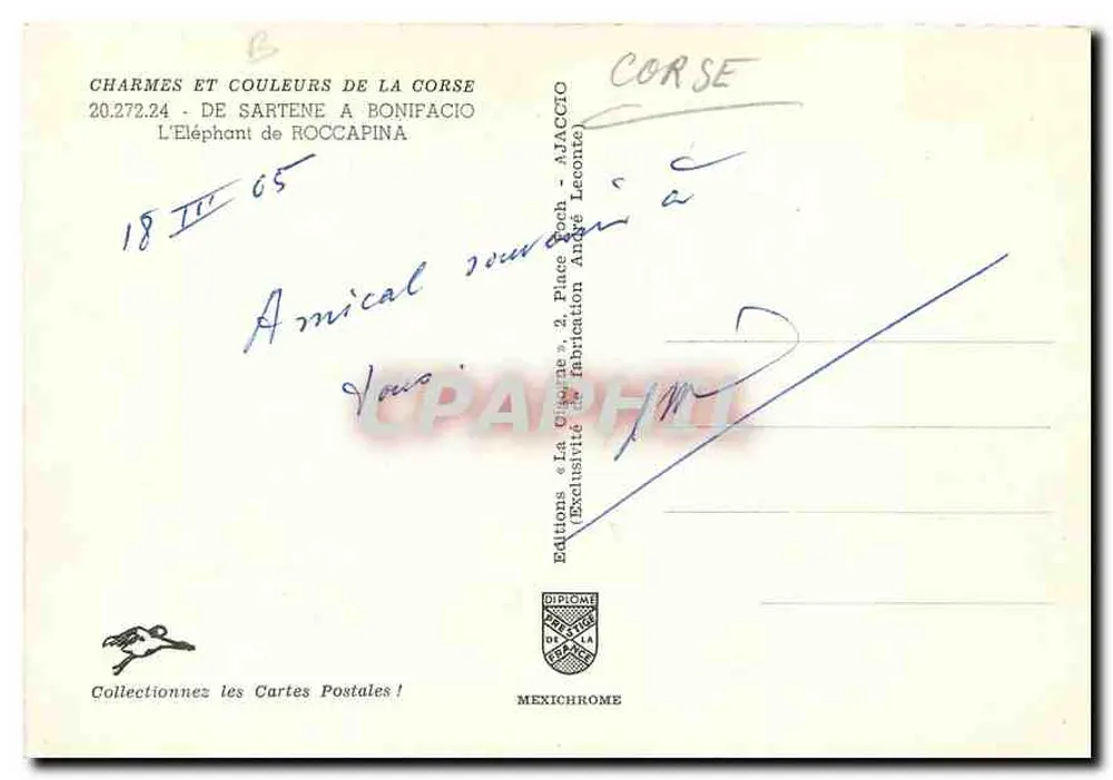 O Elefante de Roccapina — Córsega — Edições Mexichrome - Verso