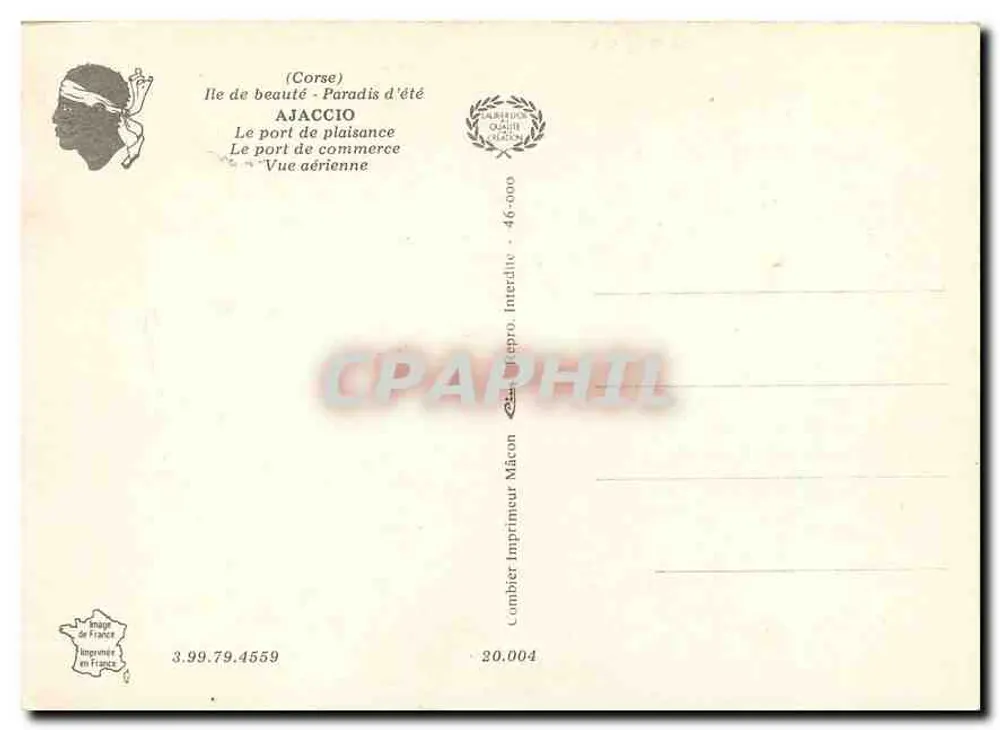 Ajaccio — Der Freizeithafen — Luftbild — Drucker Combier, Nr. 46-000 - Rückseite