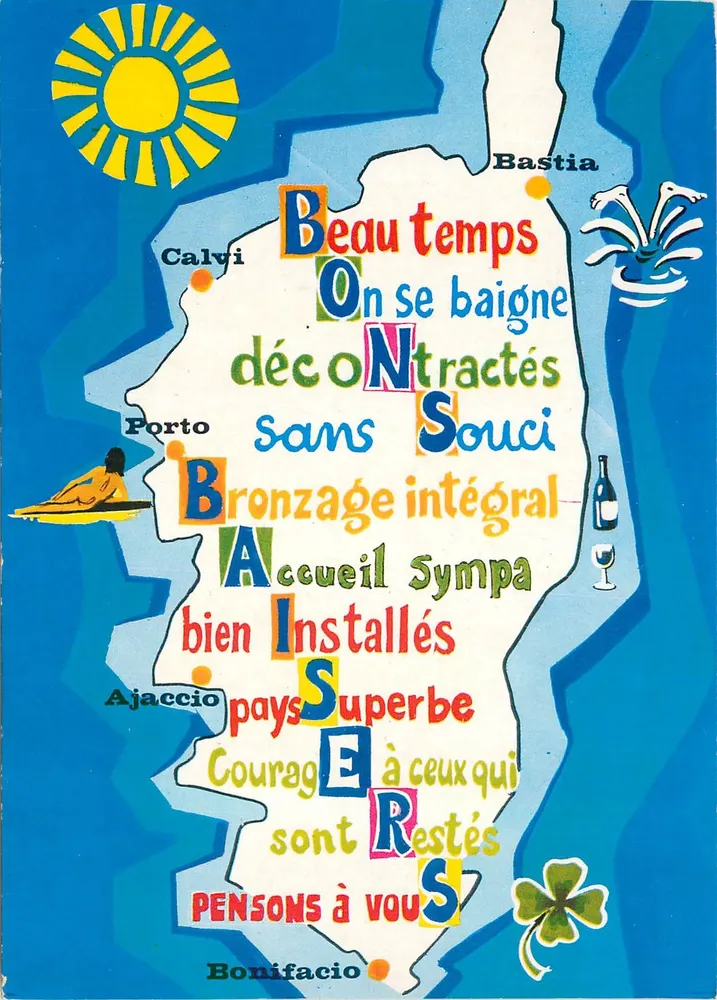 Córsega — Carta publicitária para o turismo — Éditions S.M.D. Impressions Combier - Frente