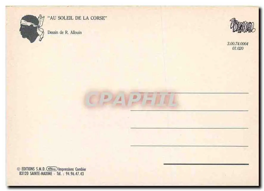 Córsega — Carta publicitária para o turismo — Éditions S.M.D. Impressions Combier - Verso