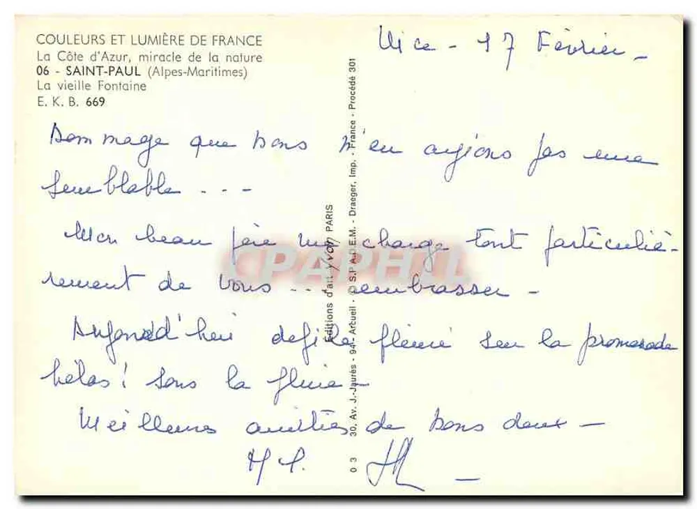 Saint-Paul - La vieille Fontaine — Éditions J. Aigues, n° 669 - Verso