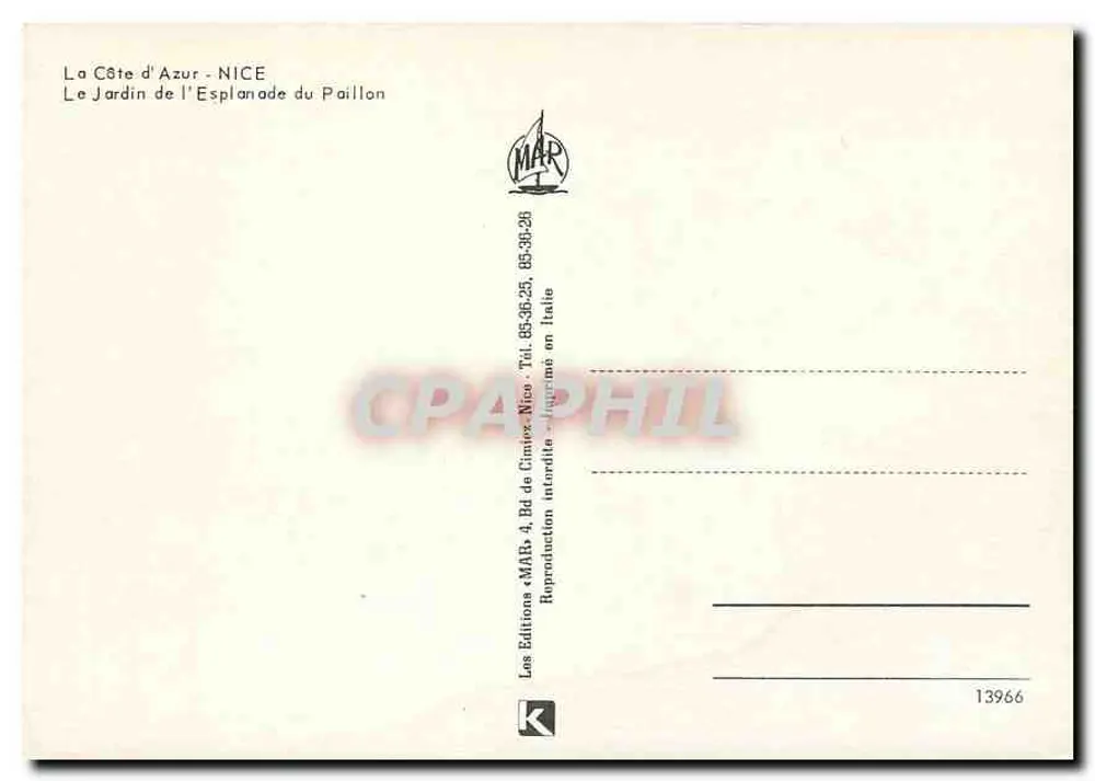 Nice — Vue aérienne de l'Esplanade du Paillon — Éditions MAR - Verso
