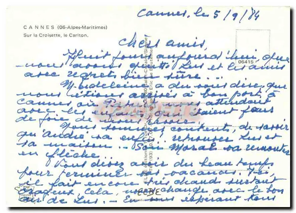 Cannes — Das Carlton Hotel — Verlag E.L.E. editions - Rückseite