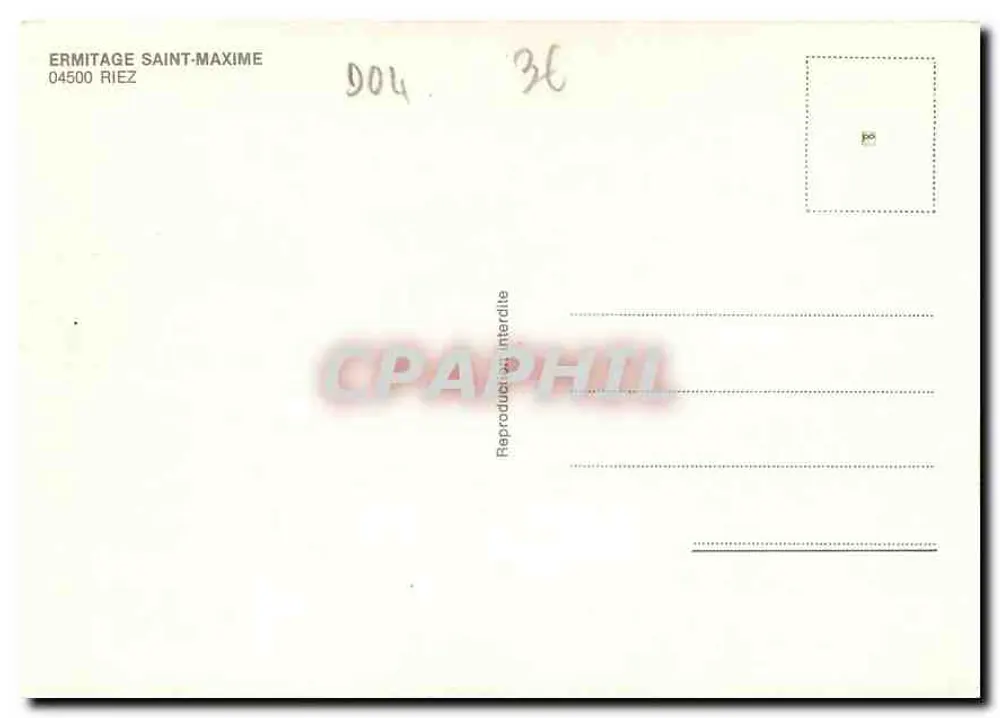 Érmitage Saint-Maxime — 04500 Riez — reprodução - Verso