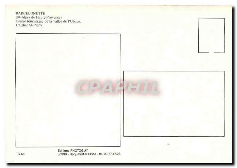 Barcelonnette — Igreja de São Pedro e fonte — Éditions PHOTOGUY - Verso