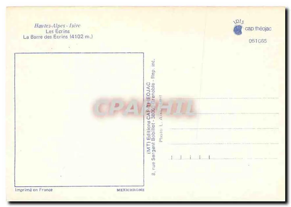 Les Écrins — La Barre des Écrins (4102 m.) — Éditions CAF Théojac, n° 051C65 - Verso