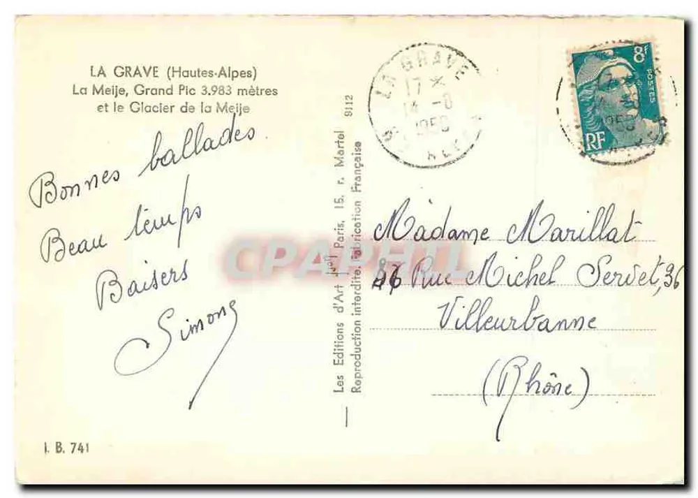 A Meije, Grand Pic 3.983 metros — e o Glacier de la Meije — Yvon - Verso