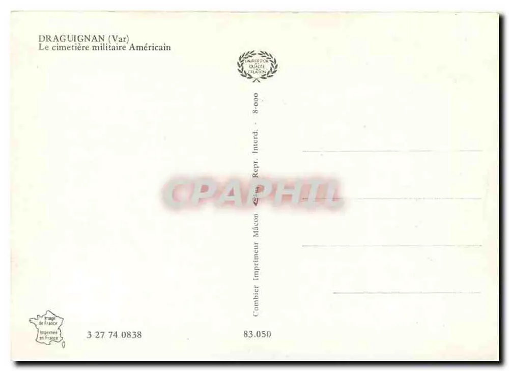 Draguignan (Var) — Amerikaans militair kerkhof — Uitgever Combier - Achterkant