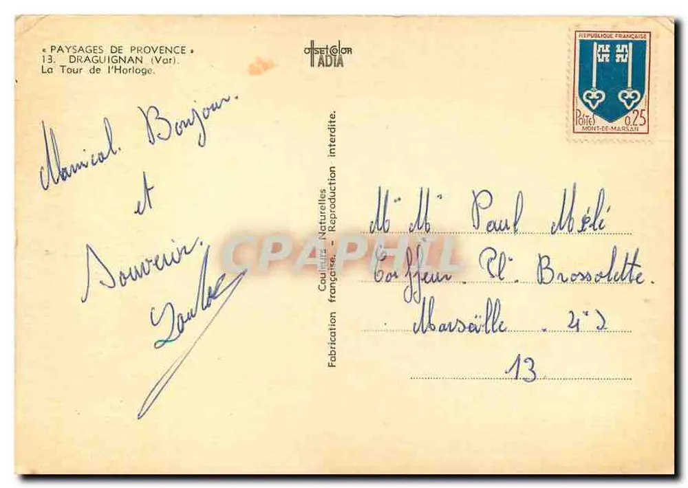 La Torre dell'Orologio — Draguignan (Var) — Edizione ADIA - Verso