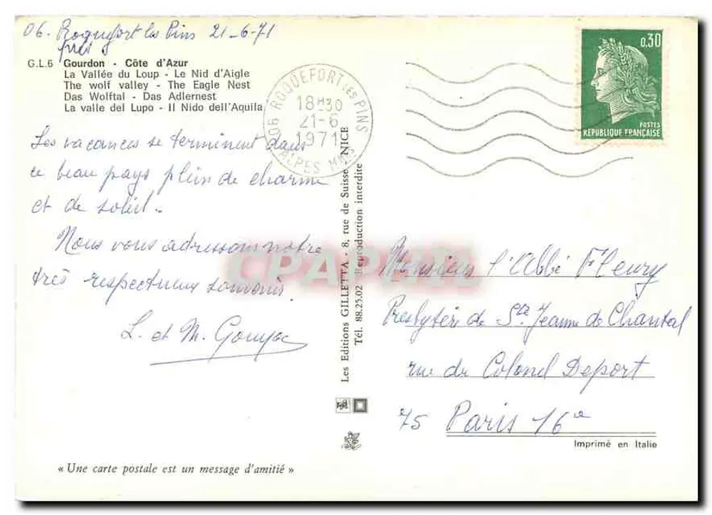 Restaurant de l'Aigle — Gourdon, Côte d'Azur — Les Éditions GILLETTA - Verso
