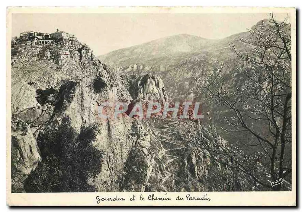 Gourdon e o Caminho do Paraíso — vista panorâmica — Les Editions MAR - Nice, n° 88 - Frente