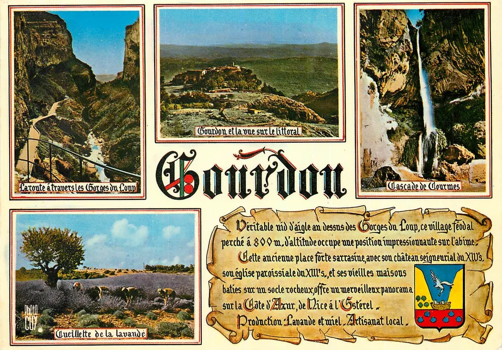 Gourdon — Vista do litoral, Gorges do Loup, Cachoeira de Clourmes, Queillette da lavanda — Photo City - Frente