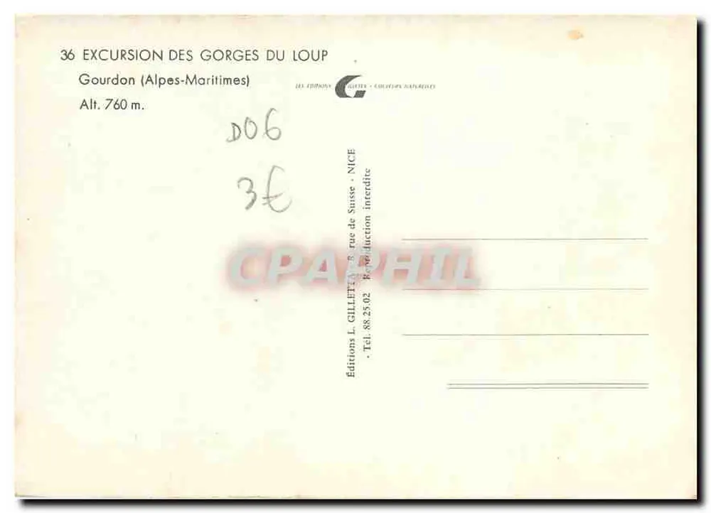 Gourdon — Alpes-Maritimes — Éditions L. Gilletty - Verso