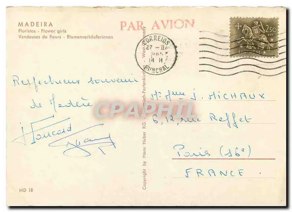 Madeira — Vendedoras de flores — editor MD 18 - Verso