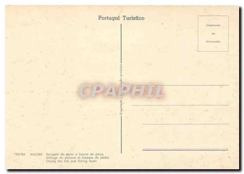 Nazareth — Secado del pescado y barcos de pesca — Portugal Turístico - Reverso