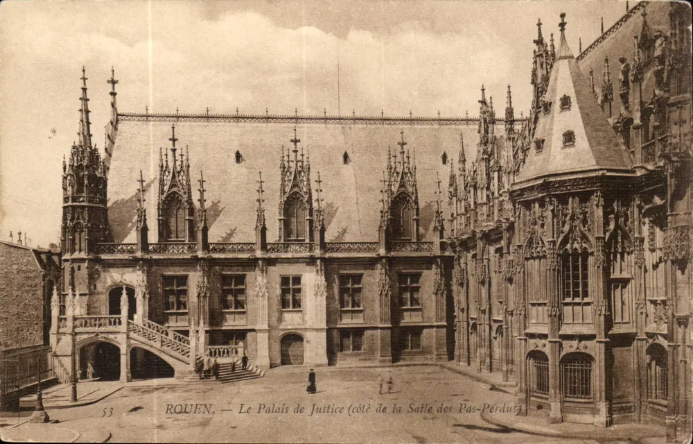 Rouen — O Palácio de Justiça (lado da Sala dos Passos Perdidos) — editor desconhecido, n° 53 - Frente