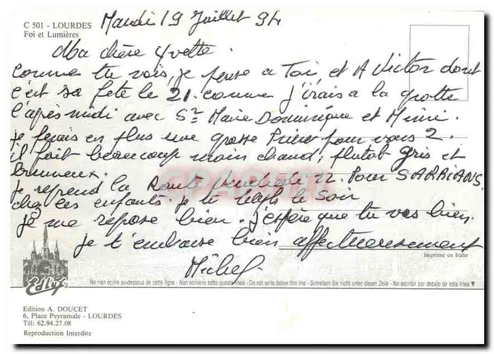 Lourdes — Foi e Lumières — Edição A. Doucet - Verso