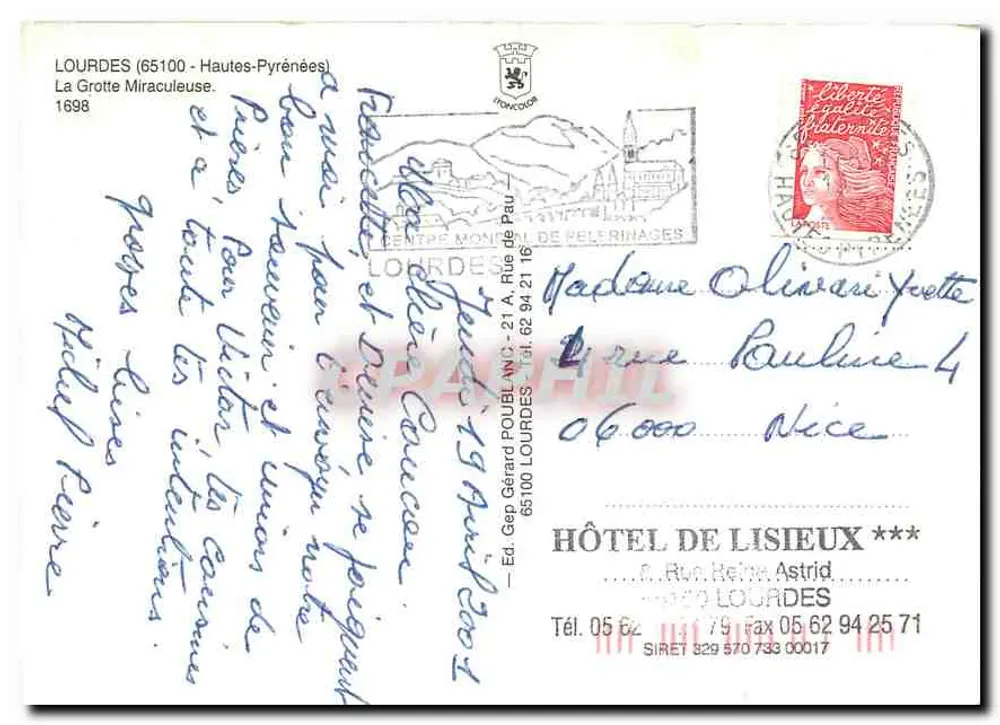 Lourdes — Grotte Miraculeuse — Éd. Gep Gérard POUBLANC - Verso