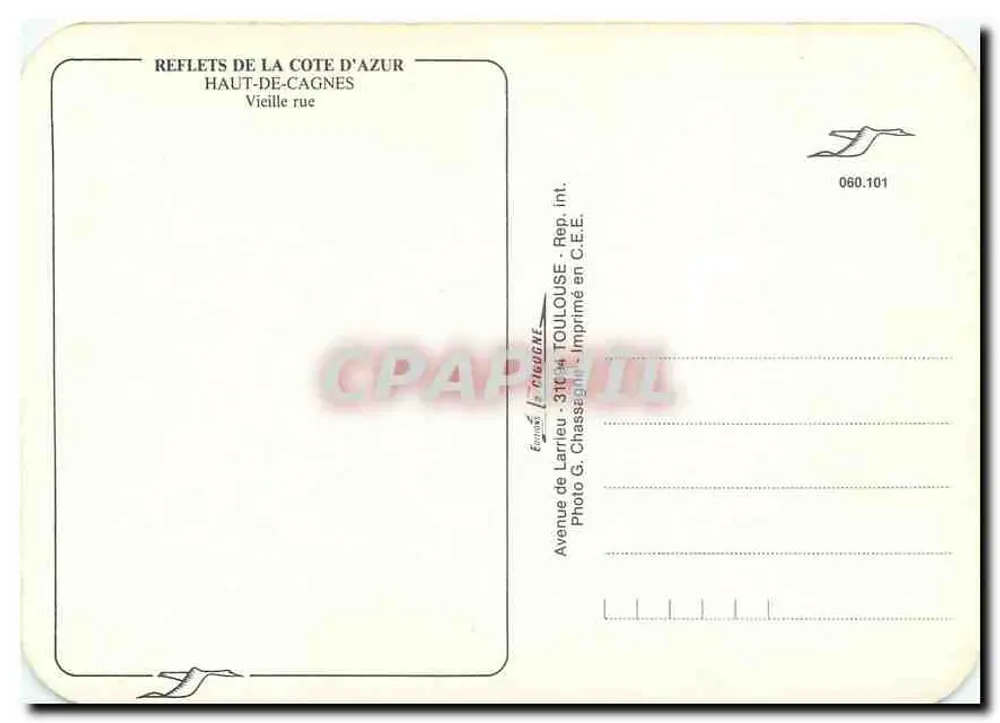 Haut-de-Cagnes — rua antiga — Editor Larrieu, n° 060.101 - Verso