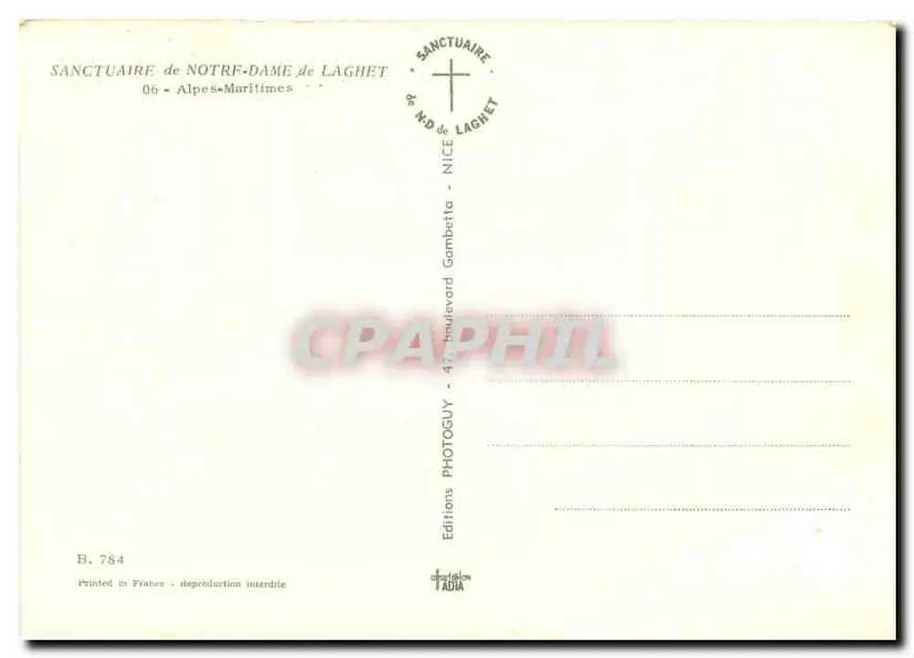 Sanctuaire de Notre-Dame de Laghet — éditeur Editions Photoguy, n° B.784 - Verso