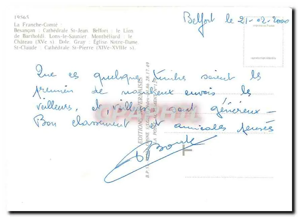 La Franche-Comté — panorama de six villes — Éditions Salomon-Perreux - Verso