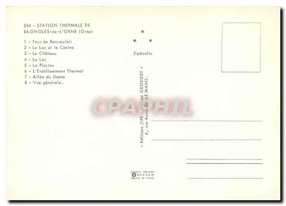 Bagnolés de l'Orne — Station thermale — Éditions Jipécolor - Verso