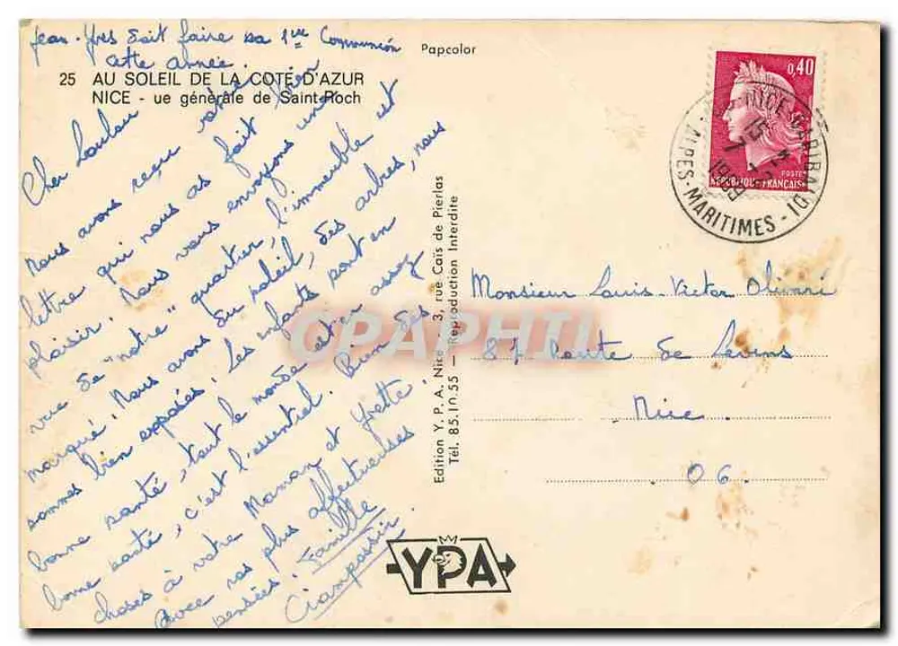 Vue aérienne de Nice — Côte d'Azur — Édition Y.P.A. n°25 - Verso