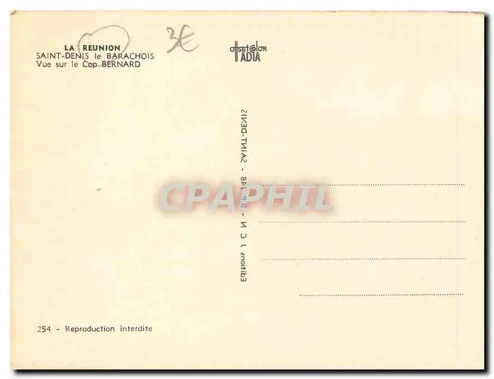 Saint-Denis — Ansicht des Cap Bernard — Offset Coloradia Editionen, Nr. 254 - Rückseite