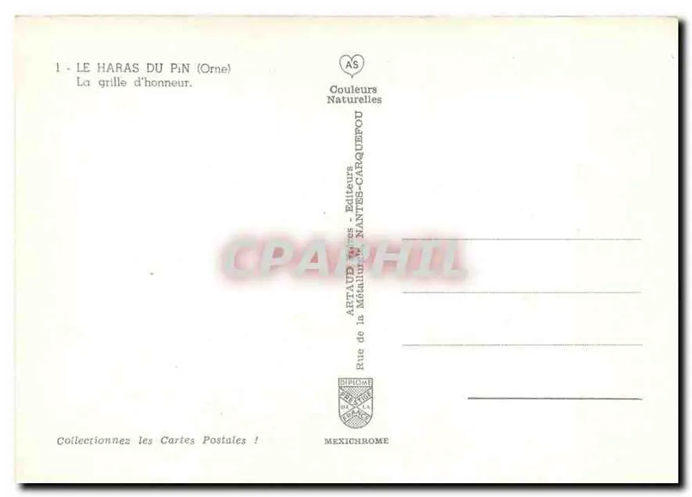 Le Haras du Pin (Orne) — A grade de honra — Artaud de la Médiaille, Mantes-Carquefou - Verso