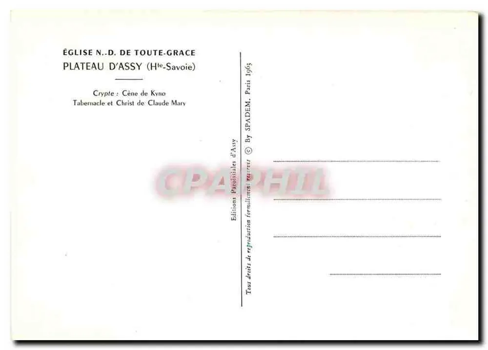Krypta der Kirche Unserer Lieben Frau der Gnade — Letztes Abendmahl von Kyno und Christus von Claude Mary — Éditions Spadém, Paris 1965 - Rückseite