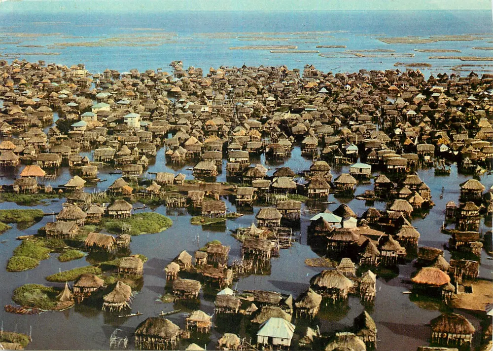 Cidade Lacustre de GANVIÉ — vista aérea — Éd. M. Rouillier, P. 904, Cotemagu - Frente