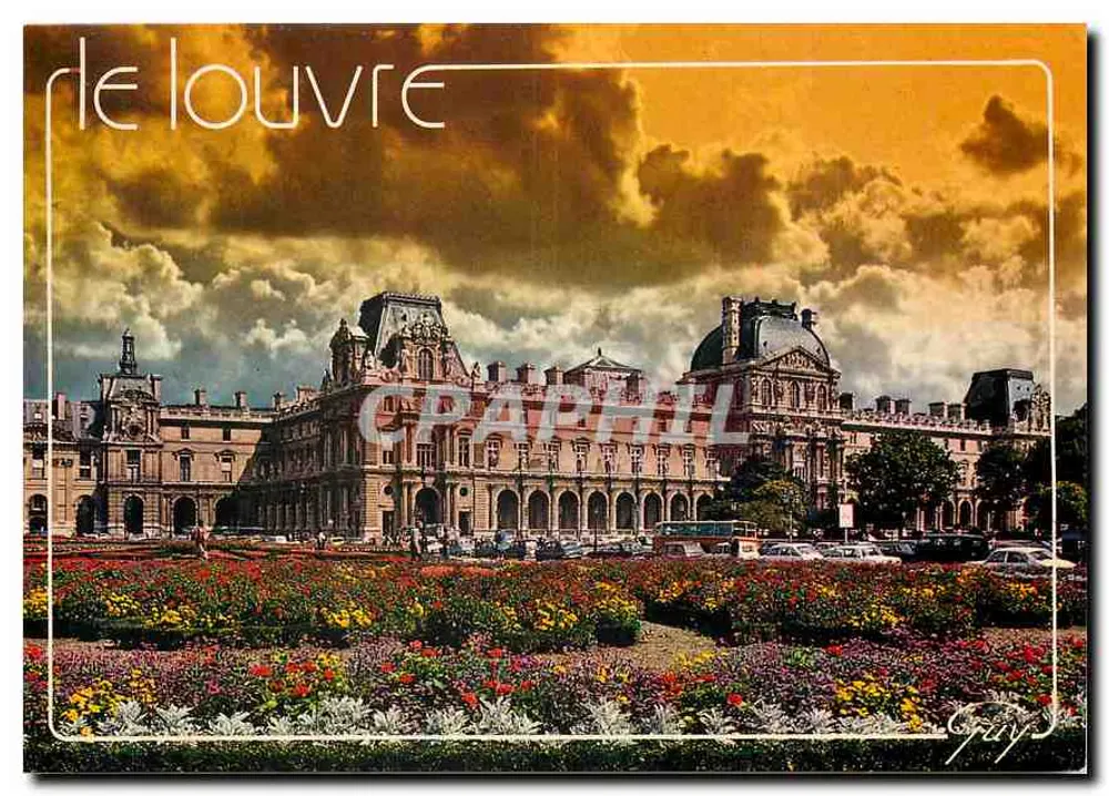 Le Louvre — widok z ogrodu Tuileries — Produkcja LECONTE n°2147 - Awers