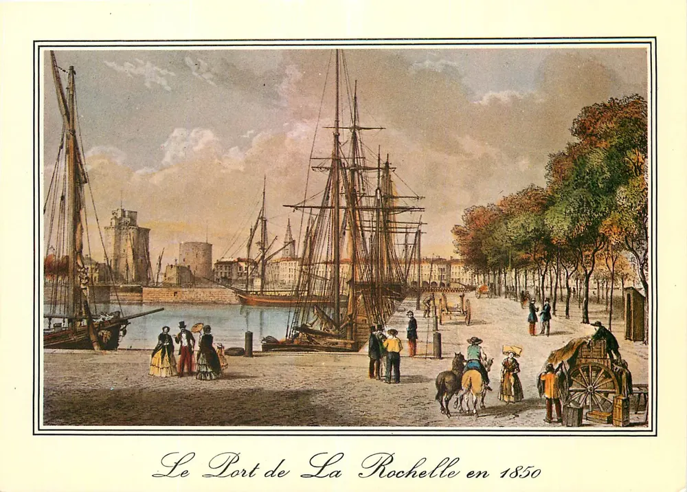 O Porto de La Rochelle em 1850 — gravura histórica — Fleécocolor, N° 6048 - Frente