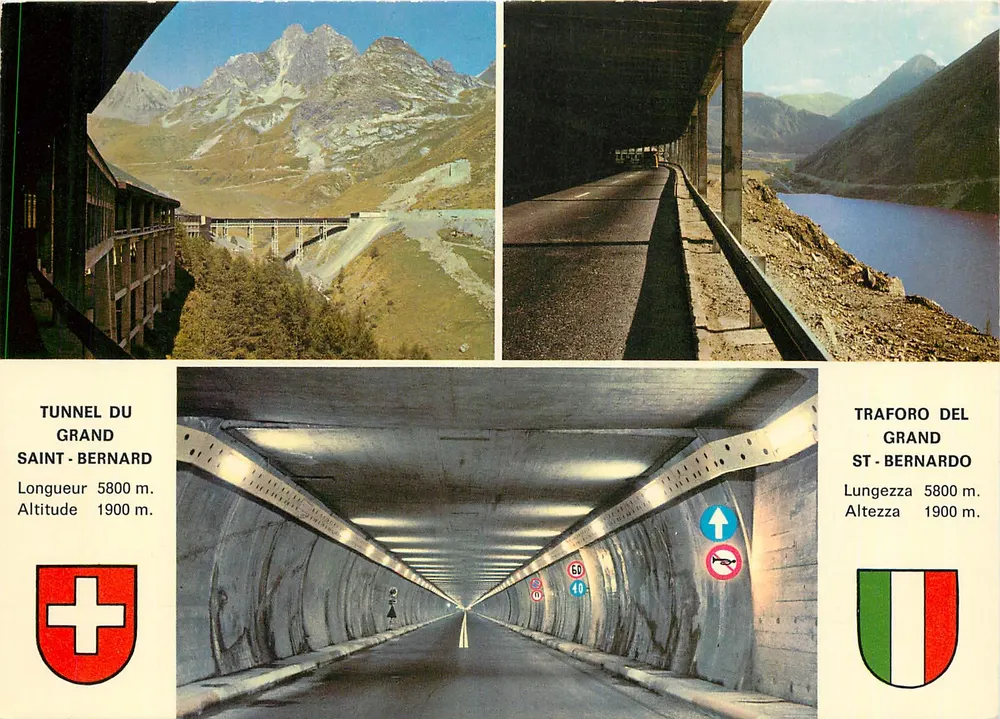 Túnel do Grand-Saint-Bernard — vista interior e exterior — Edição Datheilay - Frente