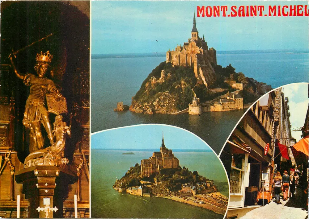 Monte Saint-Michel — vista panorâmica e estátua — Edições Pierre Artaud & Cie - Frente