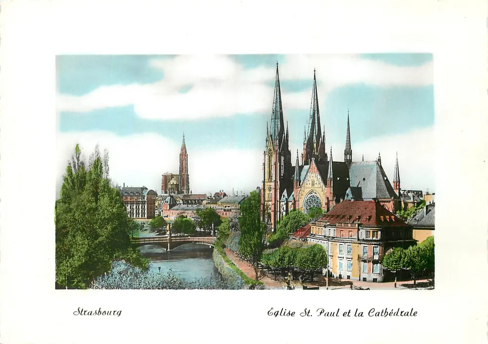 Strasbourg — Église St. Paul et la Cathédrale — Édition Photo Sarreguemines - Recto