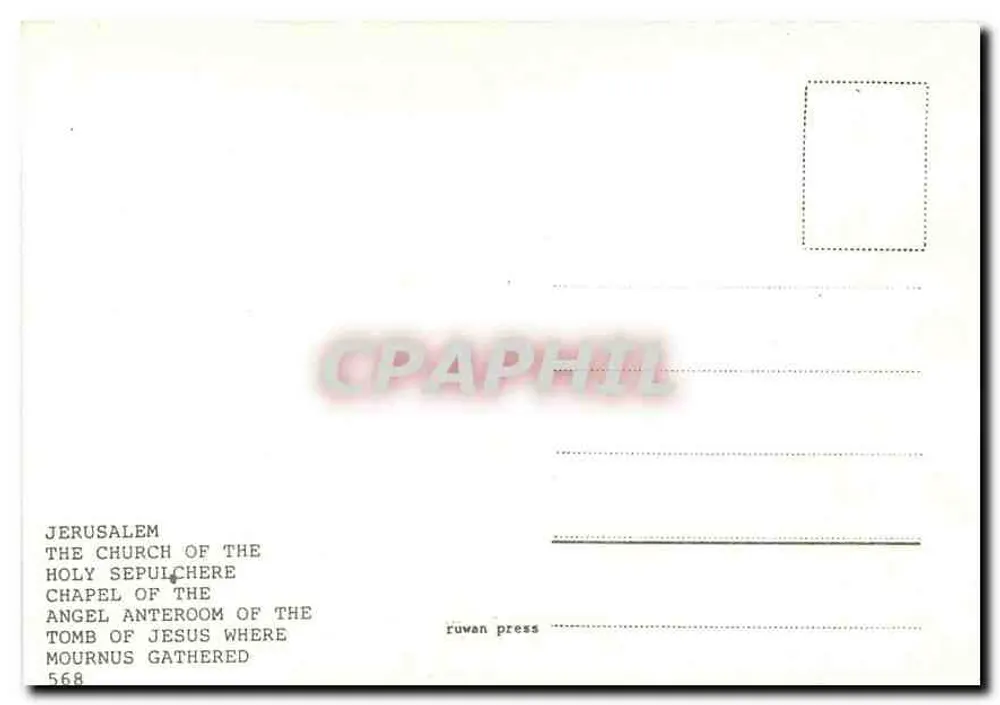 Jerusalem — Kapelle des heiligen Antonius am Grab Jesu — Verlag Ruwan Press, Nr. 568 - Rückseite